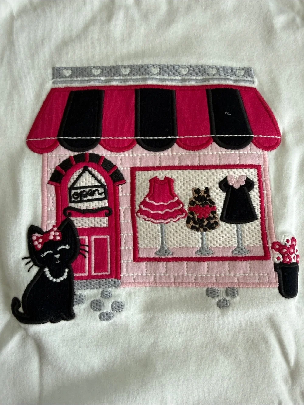 Girls Size 8 Like New Gymboree White Tee with Pink & Black Cat Boutique Graphic